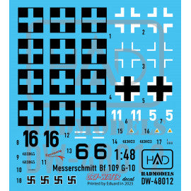 HADモデル DW-48012 1/48 メッサーシュミット Bf 109 G-10 デカールシート