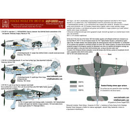 HADモデル DW-72014 1/72 FW 190 F-8 (グリーンC, ブラック2, ホワイト34) デカールシート