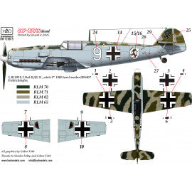 HADモデル DW-72015 1/72 メッサーシュミット Bf 109 E-1; E-2;E-3 デカールシート