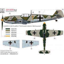 HADモデル DW-72015 1/72 メッサーシュミット Bf 109 E-1; E-2;E-3 デカールシート