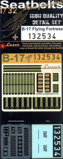HGW 132534 1/32 B-17 + Seat シートベルト pre-cut (laser) | resin seat | HKモデル用