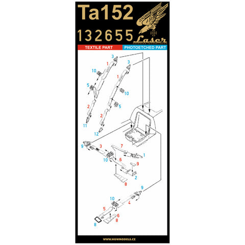 HGW 132655 1/32 Ta152 シートベルト pre-cut (laser)