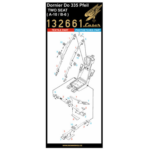 HGW 132661 1/32 Do335 プファイル (2 シート) シートベルト pre-cut (laser)