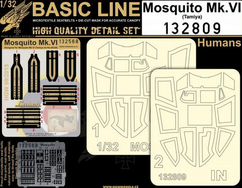 HGW 132809 1/32 モスキート Mk.VI シートベルト BASIC LINE: seatbelts + masks | タミヤ用