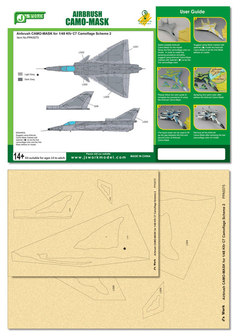 J's Work PPA5075 エアブラシ用迷彩マスキング 1/48 クフィルC7 カモフラージュ スキーム 2