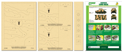 J's Work PPA5090 エアブラシ用迷彩マスキング 1/35 M4 シャーマン(初期型) カモフラージュ 1