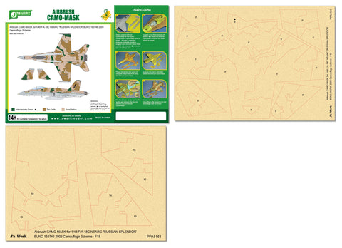 J's Work PPA5161 エアブラシ用迷彩マスキング 1/48 F/A-18C 海軍打撃・航空作戦センター "ルシアンスプレンダー BUNO 163746 2009 カモフラージュ