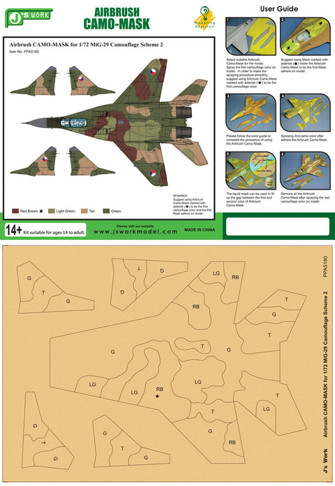 J's Work PPA5180 エアブラシ用迷彩マスキング 1/72 MiG-29 カモフラージュ スキーム 2