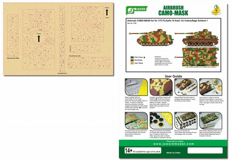 J's Work PPA5196 エアブラシ用迷彩マスキング 1/72 IV号戦車 H/J型 カモフラージュスキーム 1