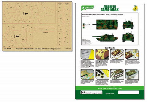 J's Work PPA5197 エアブラシ用迷彩マスキング 1/72 M1A2 NATO カモフラージュスキーム