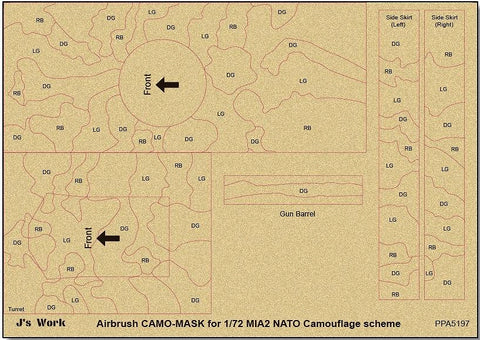 J's Work PPA5197 エアブラシ用迷彩マスキング 1/72 M1A2 NATO カモフラージュスキーム
