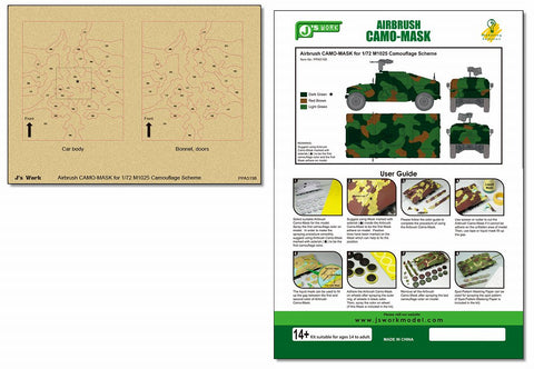 J's Work PPA5198 エアブラシ用迷彩マスキング 1/72 M1025 カモフラージュスキーム
