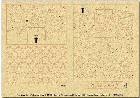 J's Work PPA5204 エアブラシ用迷彩マスキング 1/72 フェルディナント (クルスク 1943) カモフラージュスキーム 1