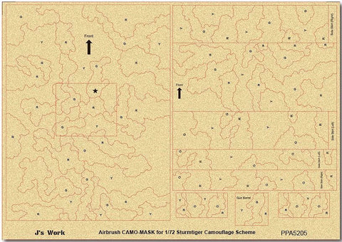 J's Work PPA5205 エアブラシ用迷彩マスキング 1/72 シュトルムタイガー カモフラージュスキーム