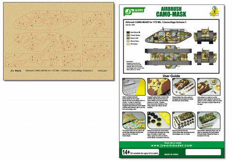 J's Work PPA5207 エアブラシ用迷彩マスキング 1/72 Mk. I カモフラージュスキーム 2