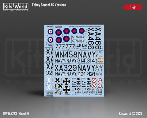 キッツワールド KW148263 1/48 フェアリー ガネット ASバージョン ECM.4、WN464/275、第 831 海軍航空隊、RNAS カルドローズ、1959 年。AS.1、XA391/321-B…