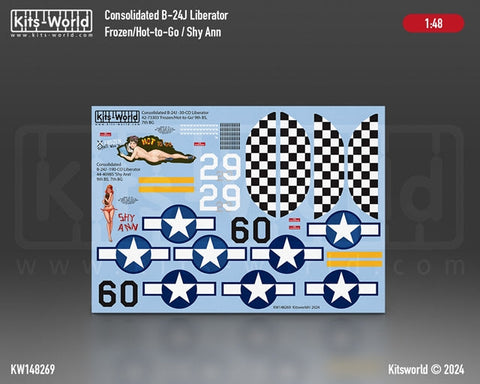 キッツワールド KW148269 1/48 B-24JリベレーターFrozen/Hot-to-Go /Shy Ann B-24J -30-CO リベレーター 42-73303 第 9 戦隊、第 7 爆撃群。…