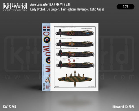 キッツワールド KW172265 1/72 オーストラリア空軍のアブロランカスター B.X KB895「レディ オーキッド」第 434 飛行隊。MKVII NX622「ジョー ディガー」RAAF…