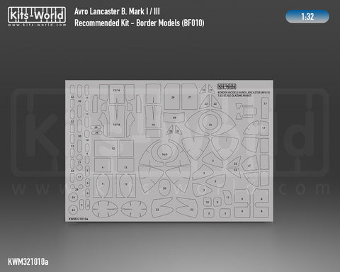 Kitsworld KWM321010 1/32 1:32 scale Avro Lancaster B Mk.I/III Canopy/Wheel Masks - Recommended Kit - Border Models BF-010.