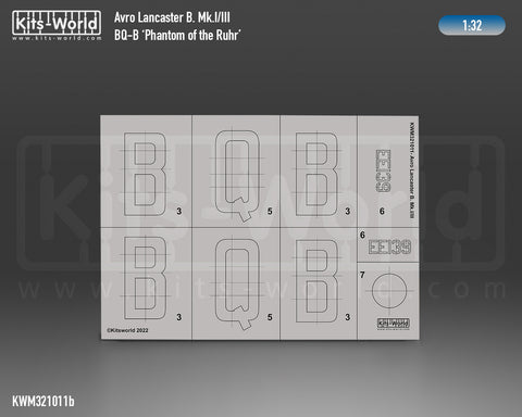 Kitsworld KWM321011 1/32 1:32 scale Avro Lancaster Mask BQB Phantom of the Ruhr - Scheme Set Recommended Kit - Border Models BF-010.