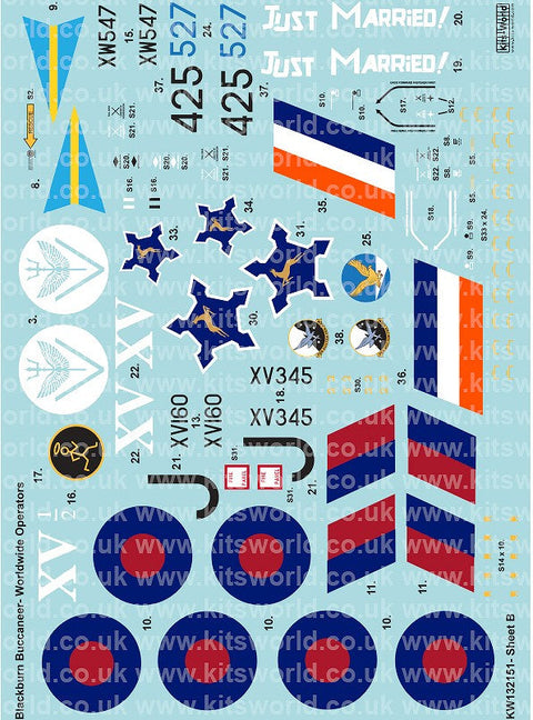 キッツワールド KW132151 1/32 イギリス空軍 バッカニア デカールセット