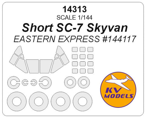 KVモデル 14313 1/144 Short SC-7 Skyvan (イースタンエクスプレス) with passenger windows and ホイール キャノピーマスキングシート