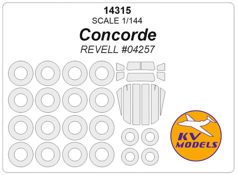 KVモデル 14315 1/144 コンコルド (レベル #04257) + ホイール キャノピーマスキングシート