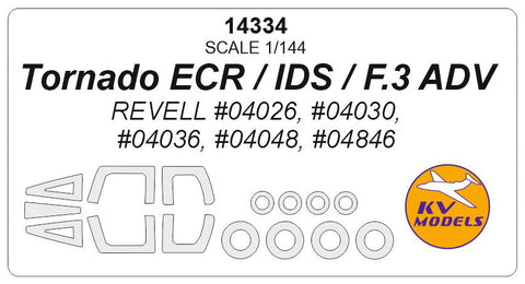 KVモデル 14334 1/144 トルネード ECR / IDS / F.3 ADV (レベル #04026, #04030, #04036, #04048, #04846) + ホイール キャノピーマスキングシート