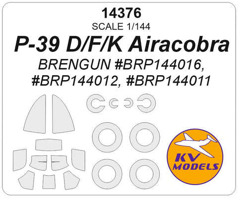 KVモデル 14376 1/144 P-39 D/F/K Airaコブラ / "Red Stars" (Brengun #BRP144016, #BRP144012, #BRP144011) + ホイール キャノピーマスキングシート