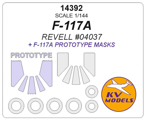 KVモデル 14392 1/144 F-117A + prototype masks and for wheels (レベル #04037)