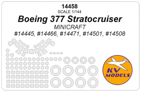 KVモデル 14458 1/144 ボーイング 377 Stratocruiser (ミニクラフト) + ホイール キャノピーマスキングシート
