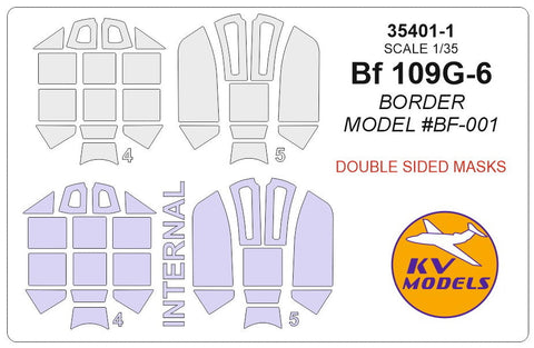KVモデル 35401-1 1/35 Bf 109G-6 (ボーダーモデル #BF-001) - (内外両面) +ホイール キャノピーマスキングシート