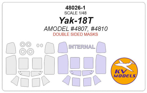 KVモデル 48026-1 1/48 Yak-18T (Aモデル #04807, #04810) - (内外両面) + ホイール キャノピーマスキングシート