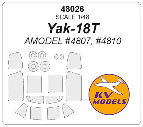 KVモデル 48026 1/48 Yak-18T (Aモデル #04807, #04810) + ホイール キャノピーマスキングシート
