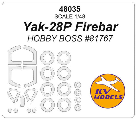 KVモデル 48035 1/48 Yak-28P Firebar (ホビーボス #81767) + ホイール キャノピーマスキングシート