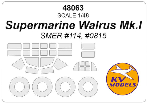 KVモデル 48063 1/48 スーパーマリン Walrus Mk.I (SMER #114, #0815) + ホイール キャノピーマスキングシート