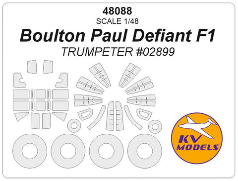 KVモデル 48088 1/48 ボルトン ポール ディファイアントt F1 (トランぺッター #02899) + ホイール キャノピーマスキングシート