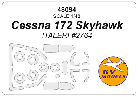 KVモデル 48094 1/48 セスナ 172 スカイホーク (イタレリ #2764) + ホイール キャノピーマスキングシート