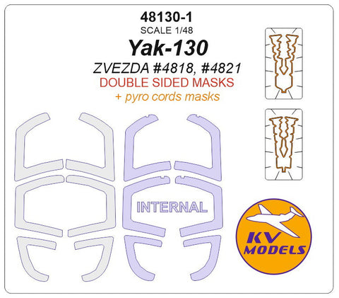 KVモデル 48130-1 1/48 Yak-130 (ズベズダ #4821) - (内外両面) + ホイール キャノピーマスキングシート