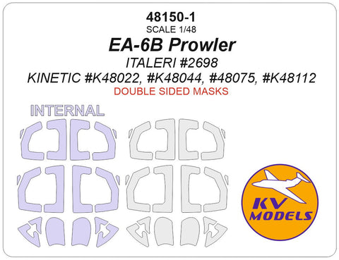 KVモデル 48150-1 1/48 EA-6B プラウラー (イタレリ #2698 / KINETIC #K48022, #K48044, #48075, #K48112) - (内外両面) + ホイール キャノピーマスキングシート