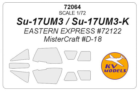 KVモデル 72064 1/72 Su-17UM3 / Su-17UM3-K (イースタンエクスプレス #72122 / ミスタークラフト #D-18) キャノピーマスキングシート