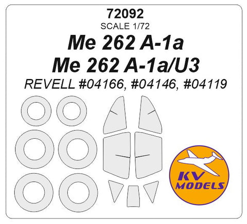 KVモデル 72092 1/72 Me 262 A-1a (レベル #04166) + ホイール キャノピーマスキングシート