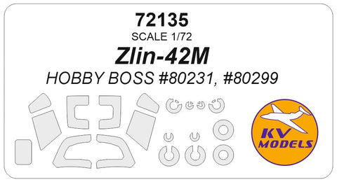 KVモデル 72135 1/72 Zlin-42M (ホビーボス #80231) + ホイール キャノピーマスキングシート