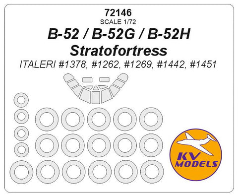 KVモデル 72146 1/72 B-52 / B-52G / B-52H ストラトフォートレス (イタレリ) + ホイール キャノピーマスキングシート