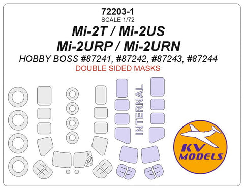 KVモデル 72203-1 1/72 Mi-2T / Mi-2US / Mi-2URP / Mi-2URN (ホビーボス #87241, #87242, #87243, #87244) - (内外両面) + ホイール キャノピーマスキングシート