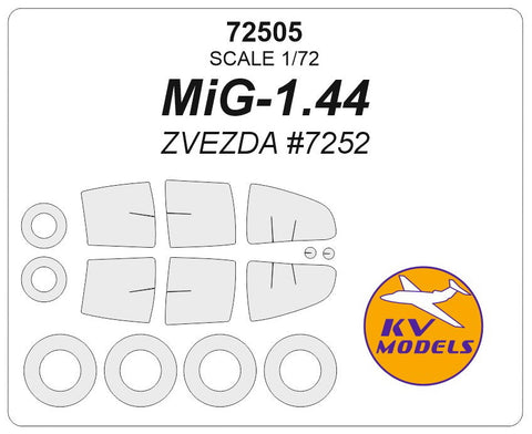KVモデル 72505 1/72 MiG-1.44 (ズベズダ #7252) + ホイール キャノピーマスキングシート