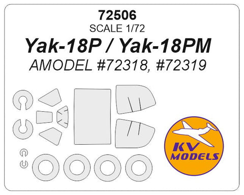 KVモデル 72506 1/72 Yak-18P / Yak-18PM (Aモデル #72318, #72319) + ホイール キャノピーマスキングシート