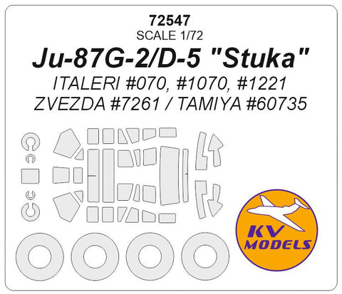 KVモデル 72547 1/72 Ju-87G-2/D-5 "スツーカ" (イタレリ/ズベズダ/タミヤ) + ホイール キャノピーマスキングシート