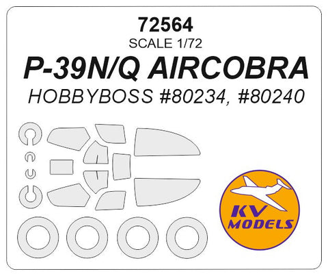 KVモデル 72564 1/72 P-39N/Q エアコブラ (ホビーボス) + ホイール キャノピーマスキングシート