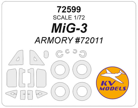 KVモデル 72599 1/72 MiG-3 後期生産型(ARMORY #72011) + ホイール キャノピーマスキングシート